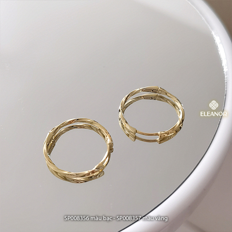 Bông tai nữ chuôi bạc 925 Eleanor Accessories viền xoắn basic phụ kiện trang sức khuyên tai 8356
