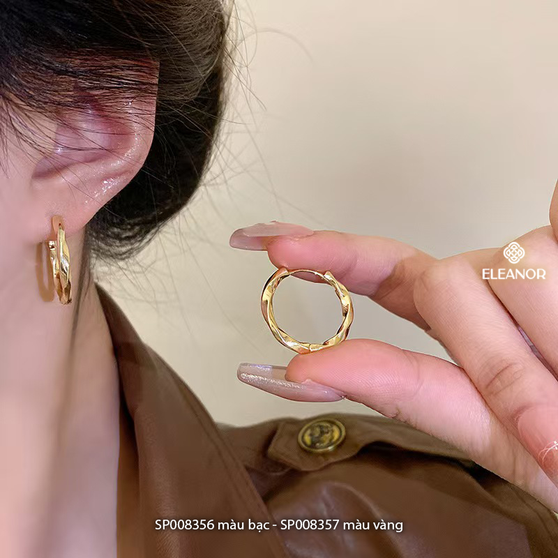 Bông tai nữ chuôi bạc 925 Eleanor Accessories viền xoắn basic phụ kiện trang sức khuyên tai 8356