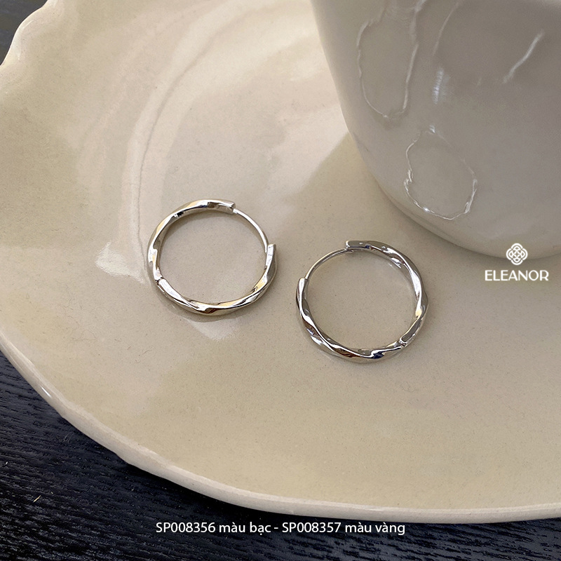 Bông tai nữ chuôi bạc 925 Eleanor Accessories viền xoắn basic phụ kiện trang sức khuyên tai 8356