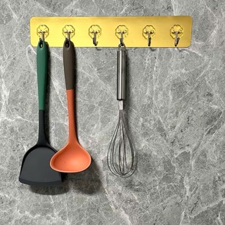 THANH 6 MÓC TREO TƯỜNG INOX,  Thanh Kim Loại Dán Tường 6 Móc Treo Đồ - MA: MOCTREODO