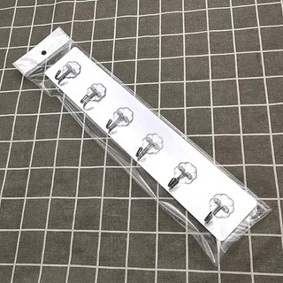 THANH 6 MÓC TREO TƯỜNG INOX,  Thanh Kim Loại Dán Tường 6 Móc Treo Đồ - MA: MOCTREODO
