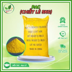 Hóa chất PAC. Xử lý nước thải, trợ lắng. Chiết lẻ túi 5kg bột màu vàng.