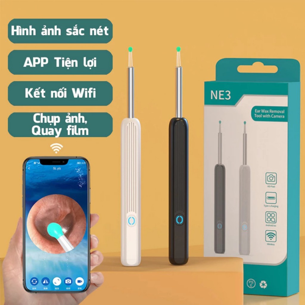 Dụng cụ lấy ráy tai có gắn camera nội soi đa năng T-Home&More hình ảnh sắc nét bảo hành 12 tháng