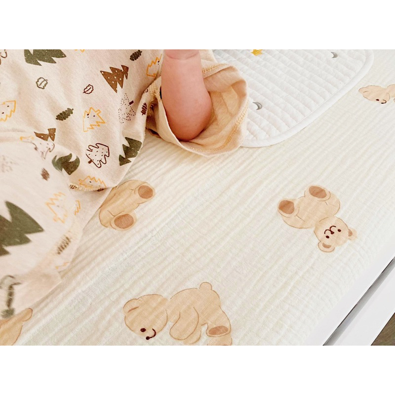 Ga bọc nệm cũi 62x114cm cho bé CÒ BABY muslin bo chun họa tiết đa dạng