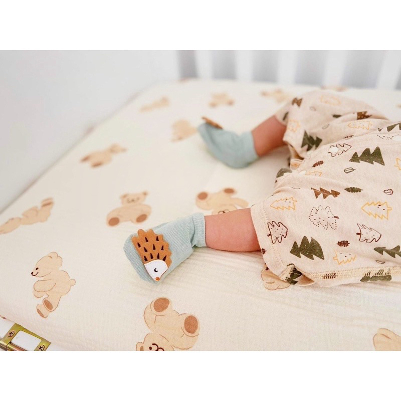 Ga bọc nệm cũi 62x114cm cho bé CÒ BABY muslin bo chun họa tiết đa dạng