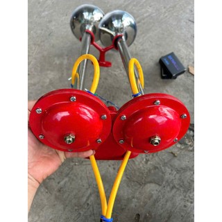 Bộ còi hơi Thái Lan, còi Thái chỉnh âm độ đế còi điện 12v và 24v