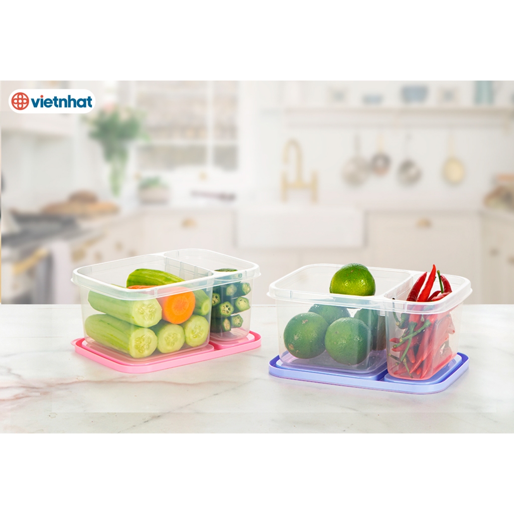 Combo 5 Hộp đựng thực phẩm 2 ngăn, Hộp lạnh bảo quản thực phẩm Chính Hãng VIỆT NHẬT (Mã 6485,6486)