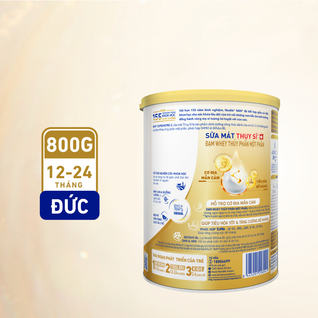 Ảnh Sữa Bột Nestlé NAN SupremePro 2 lon 800g với 5HMO & đạm Gentle Optipro nhập khẩu nguyên lon từ Đức 4
