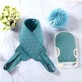 SET 3 MÓN ĐỒ TẮM,  Bộ bông tắm, sét khăn tắm, cọ lưng, 3 trong 1 tiện dụng dùng nhà tắm màu ngẫu nhiên-MA: BONGTAM