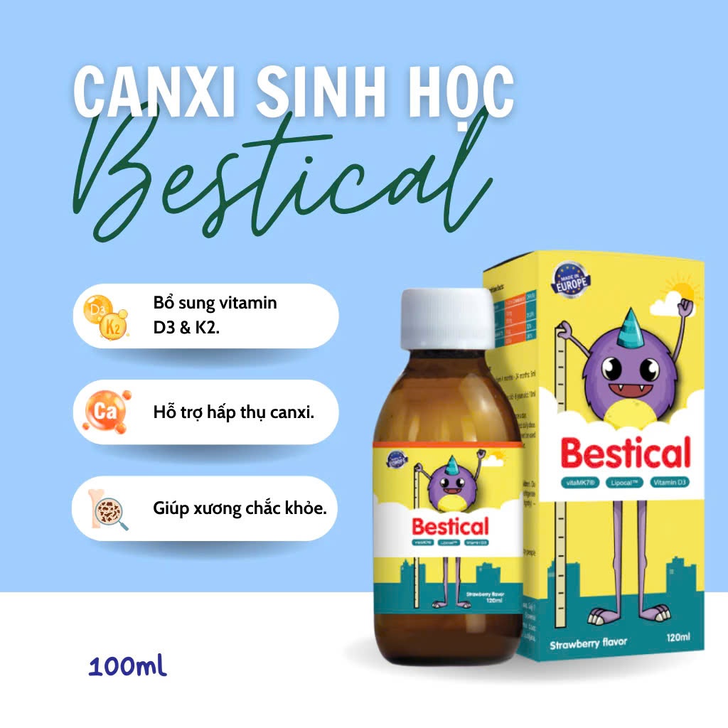 Bestical Bổ Sung Canxi Sinh Học Và Vitamin D3k2 Giúp Tăng Chiều Cao Vượt Trội Cho Bé Hộp 120ml
