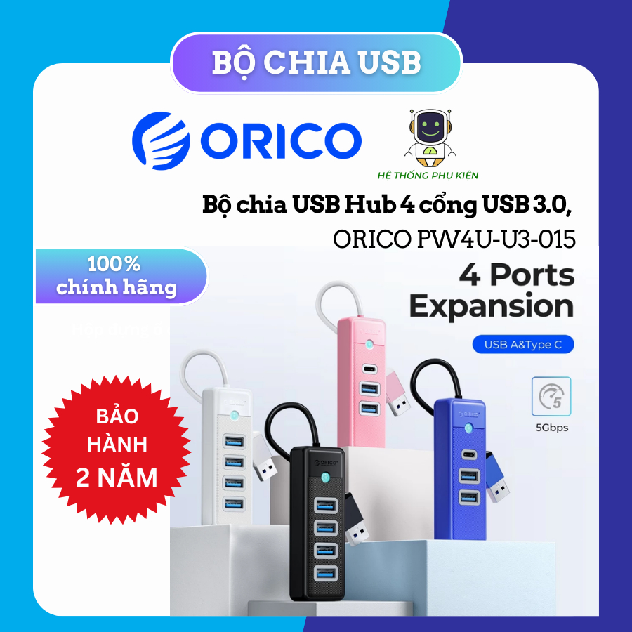Bộ chia USB Hub 4 cổng USB 3.0 ORICO PW4U | PWC2U | PAPW3AT, tốc độ ...