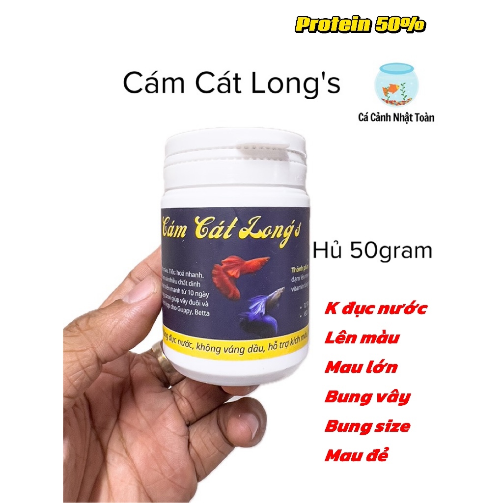 Cám Cát Long’s FAT Thức ăn cho cá guppy, betta và các loài cá cảnh khác (Hủ 50gram)