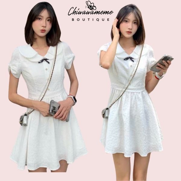Váy Trắng Ngắn Xoè Chữ A Thiết Kế Cổ Sen Điệu Đà Nữ Tính Cho Nàng - MeMe Boutique [TLV10]