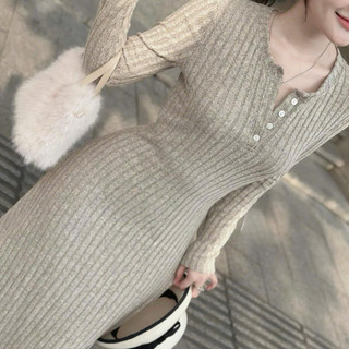Váy nữ midi dài tay len tăm đũa cúc cổ HCOM2756, đầm nữ dáng dài xòe thiết kế ôm body tôn dáng siêu xinh YuuMi Style