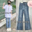Quần jeans ống loe cạp to, ống loe nhẹ dễ mặc , đi học , đi chơi đều xinh
