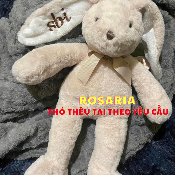 [HỎA TỐC] Gấu Bông Thỏ Thêu Tai Theo Yêu Cầu - Quà tặng trẻ em, sinh nhật, người yêu - Gấu Bông Xinh Rosaria