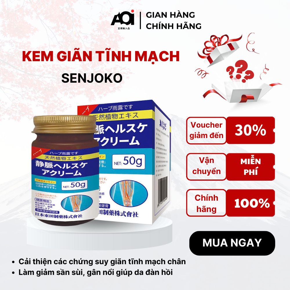 Kem Bôi Thảo Dược Giãn Tĩnh Mạch Senjoko - Kem Giãn Tĩnh Mạch, Tăng Tuần Hoàn Lưu Thông Nhật Bản
