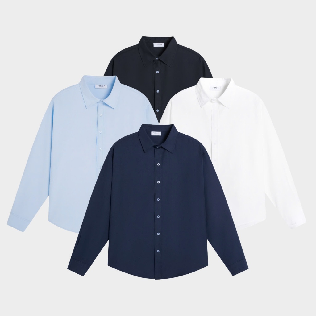 Ảnh Áo Sơ Mi Tay Dài Teelab Basic Oxford Shirts Unisex Form Oversize Local Brand SS066 1