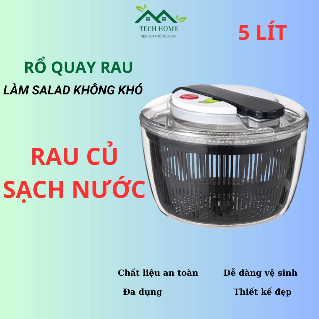 Rổ quay rau sống, vắt nước rau khỏi rau củ nhanh chóng tiện lợi ...