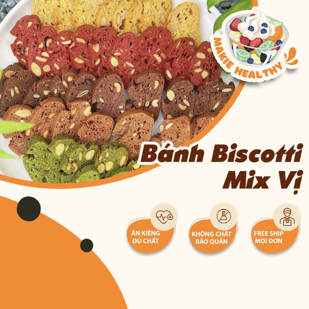 Bánh healthy xưởng makie healthy các loại, bánh biscotti, bánh dứa ...