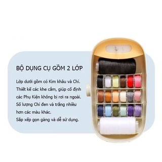 Hộp dụng cụ may vá gia đình khâu quần áo gia công tiện lợi,  Hộp Kim Chỉ Và Dụng Cụ May Vá Gấp Gọn, BỘ KIM CHỈ ĐA SẮC
