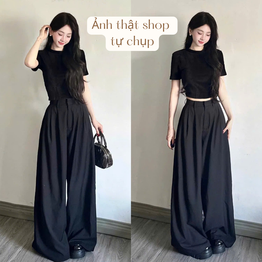 Quần ống rộng nữ LINA quần nữ cạp cao ống suông dài 105cm chất cotton cao cấp thoải mái đi biển, đi chơi - T10 | BigBuy360 - bigbuy360.vn