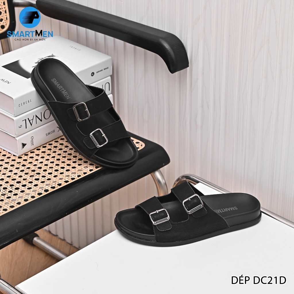 Ảnh Dép nam quai ngang Da cao cấp SMARTMEN DC-21 Đen 2