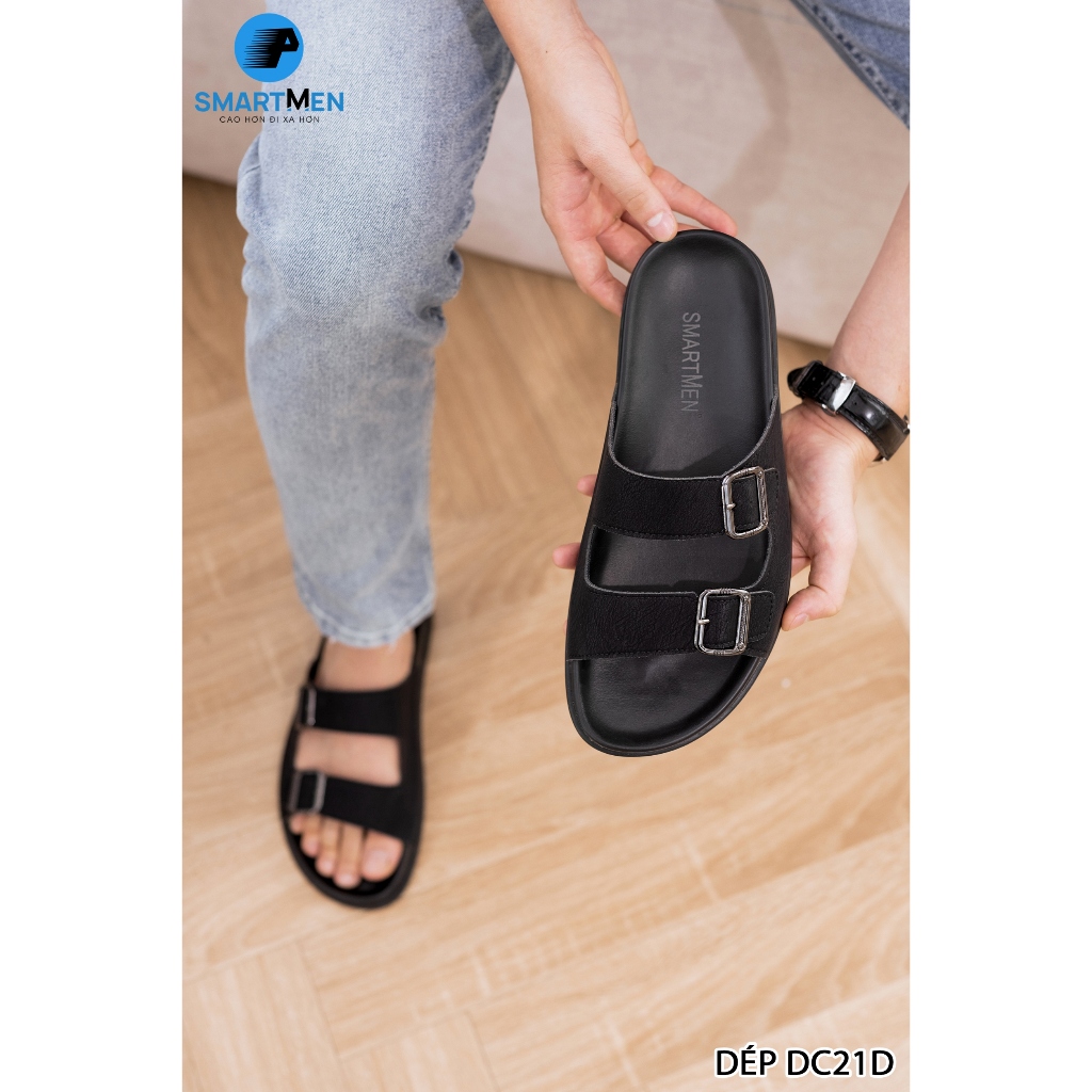 Ảnh Dép nam quai ngang Da cao cấp SMARTMEN DC-21 Đen 3