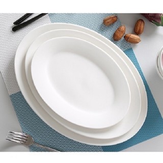 Đĩa xoài trang trí dáng bầu dục  trắng trơn nhiều kích cỡ