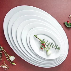 Đĩa xoài trang trí dáng bầu dục trắng trơn nhiều kích cỡ