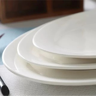 Đĩa xoài trang trí dáng bầu dục  trắng trơn nhiều kích cỡ