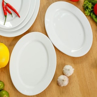 Đĩa xoài trang trí dáng bầu dục  trắng trơn nhiều kích cỡ