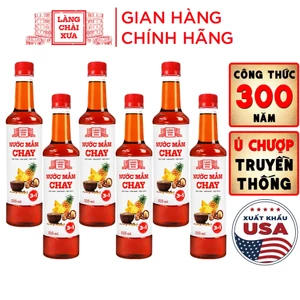 Thùng 6 chai nước mắm CHAY 3 trong 1 Làng Chài Xưa chai nhựa 525ml