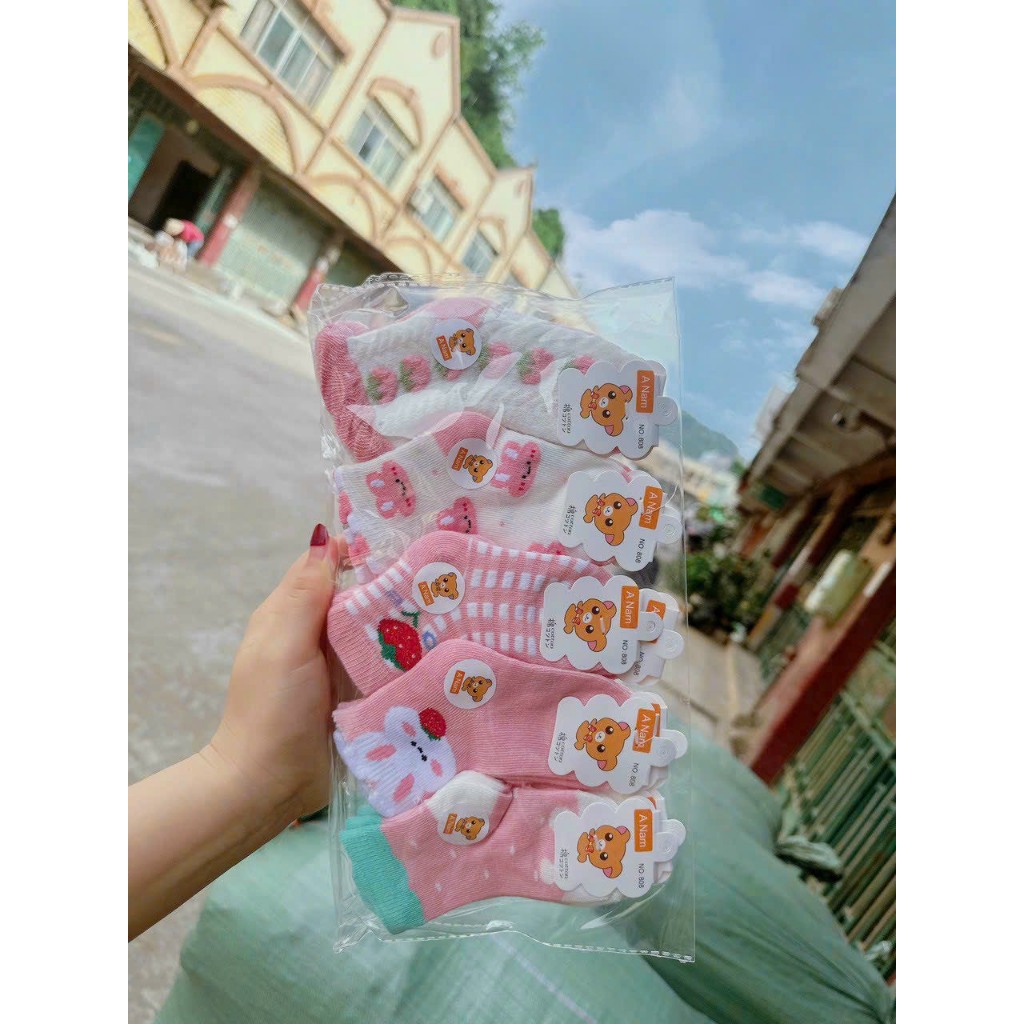 Tất cho bé, set 5 đôi tất sơ sinh họa tiết dễ thương cho bé từ 0-1 tuổi BN01
