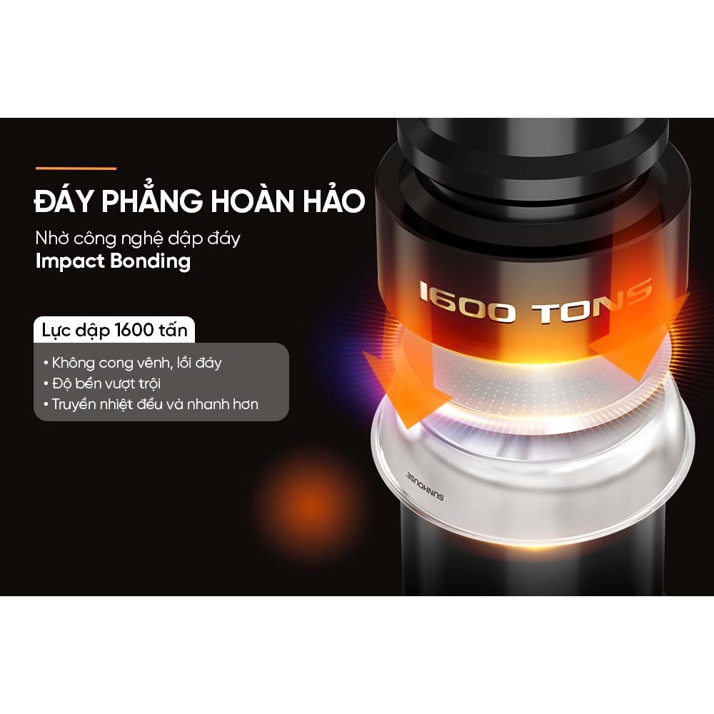 Chảo Inox Impact Sunhouse Eco IN16M3/N20M3/N24M3/N26M3/N28M3 sử dụng mọi loại bếp | BigBuy360 - bigbuy360.vn