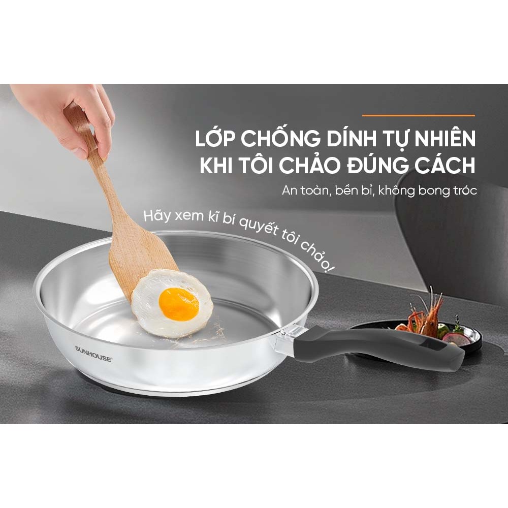 Chảo Inox Impact Sunhouse Eco IN16M3/N20M3/N24M3/N26M3/N28M3 sử dụng mọi loại bếp | BigBuy360 - bigbuy360.vn