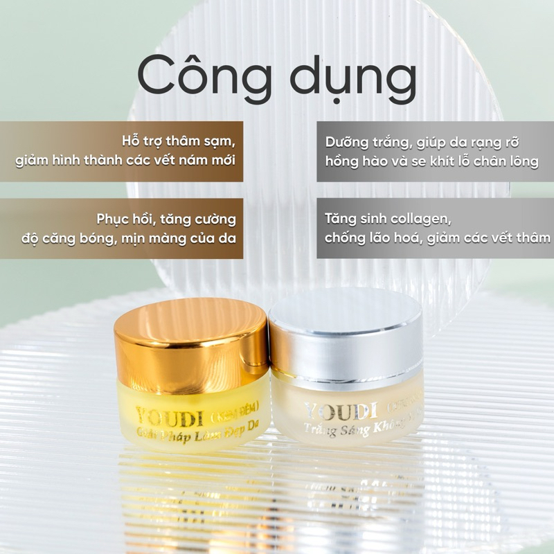 Combo Kem giảm nám tàn nhang dưỡng trắng căng bóng da YOUDI 7gam