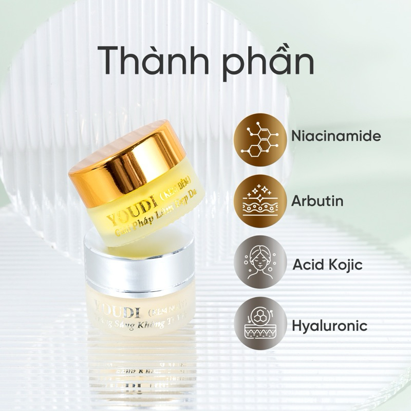 Combo Kem giảm nám tàn nhang dưỡng trắng căng bóng da YOUDI 7gam
