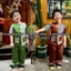 Bộ bà ba caro kèm khan cho bé mặc trong các dịp lệ hội, trung thu size từ 7 - 45kg
