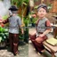 Bộ bà ba caro kèm khan cho bé mặc trong các dịp lệ hội, trung thu size từ 7 - 45kg
