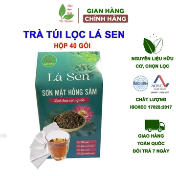 Hộp 40 gói trà túi lọc lá sen sơn mật hồng sâm Bảo Khang, trà lá sen, trà sơn mật, hoa nhài