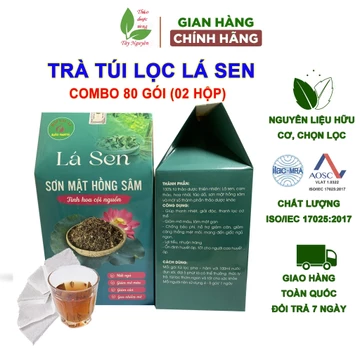 Combo 2 hộp trà túi lọc lá sen sơn mật hồng sâm Bảo Khang, 40 gói/hộp trà lá sen