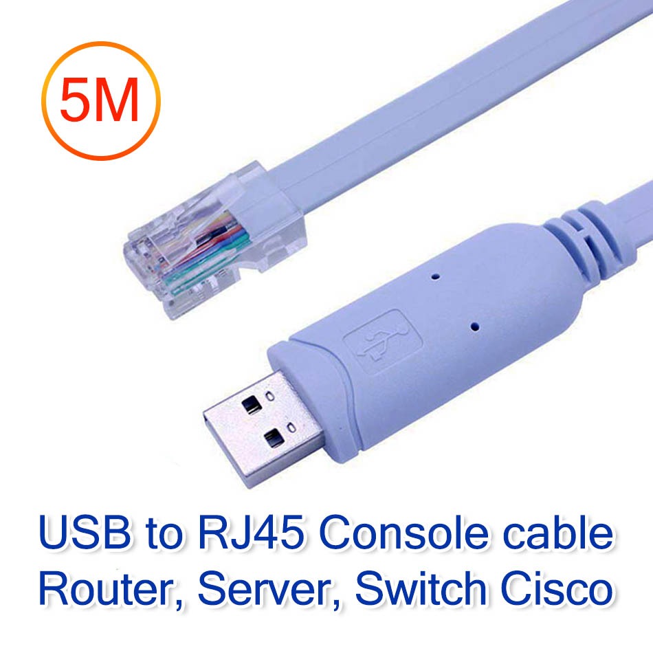 Cáp console USB to RJ45 dài 5M cho máy tính PC Laptop, Server, Hub ...
