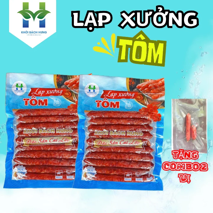 1kg Lạp xưởng tôm thượng hạng- Khởi Bách Hưng-loại sấy khô bảo quản nhiệt độ thường 1 tháng (tặng gó