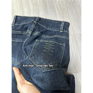 Quần jeans ống loe xanh đậm thêu túi sau chất đẹp Yến Tee Shop #10032