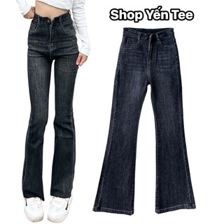Quần jeans ống loe nữ màu khói mới Yến Tee Shop, ống loe nhẹ phong cách Hàn Quốc dễ phối đồ #10070