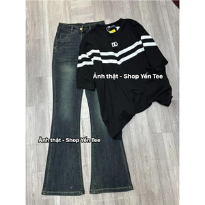 Quần jeans ống loe màu ánh rêu Yến Tee Shop , from loe nhẹ mặc che khuyết điểm #10082