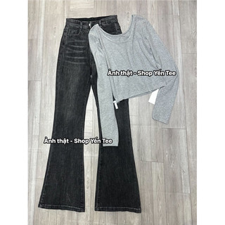 Quần jeans ống loe màu khói loang , màu mới Yến Tee Shop #10070