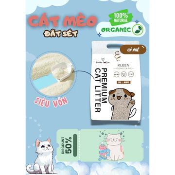 (Tải 5 túi) Cát Vệ Sinh Cho Mèo 9L - 4kg, Cát Vệ Sinh Cho Mèo Premium Cat Litter Kleen - Tải 20kg