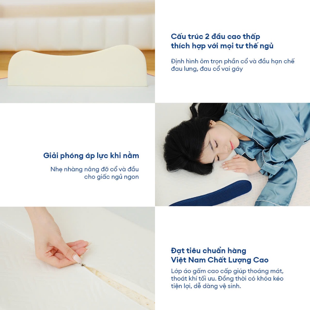 Ảnh Gối Nằm Cao Su Thiên Nhiên Việt Hàn - Thiết Kế Lượn Sóng 2